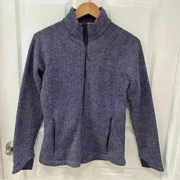Ladies Columbia Purple & White Herringbone Fleece Lined Full Zip Jacket size Med - Picture 1 of 9